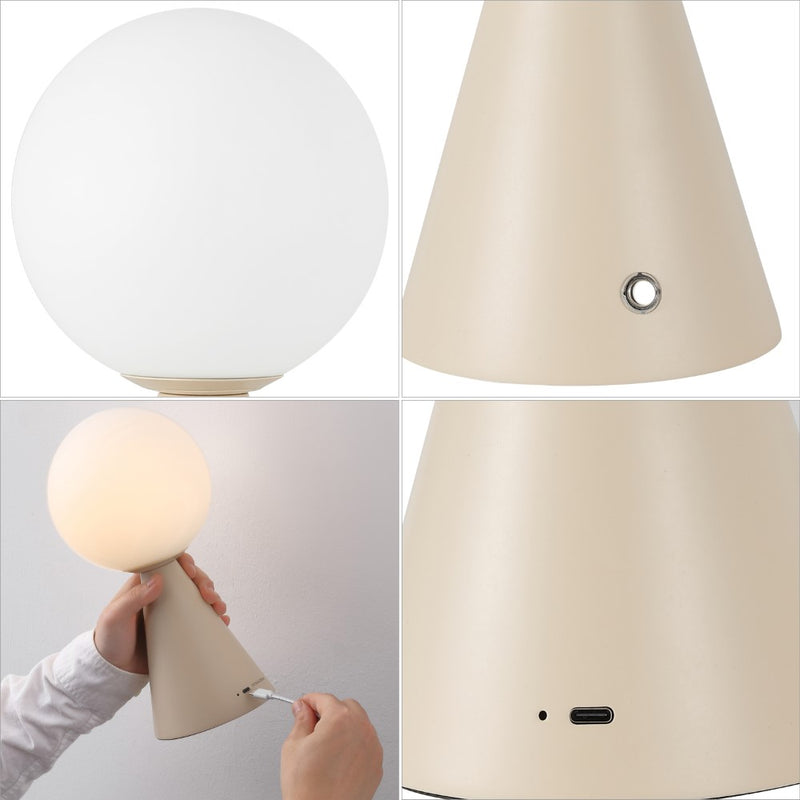 Macie 11.75" Modern Minimalist Globe Rechargeable/Cordless Dimmable Integrated LED Table Lamp with Touch Sensor Set 2