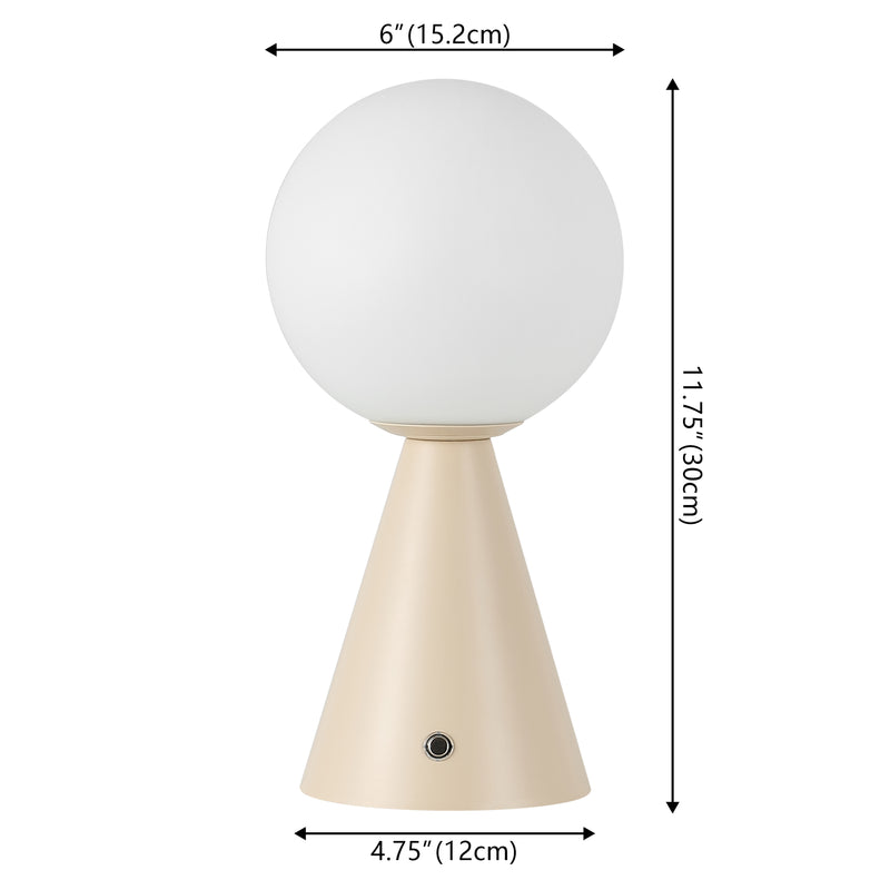 Macie 11.75" Modern Minimalist Globe Rechargeable/Cordless Dimmable Integrated LED Table Lamp with Touch Sensor Set 2