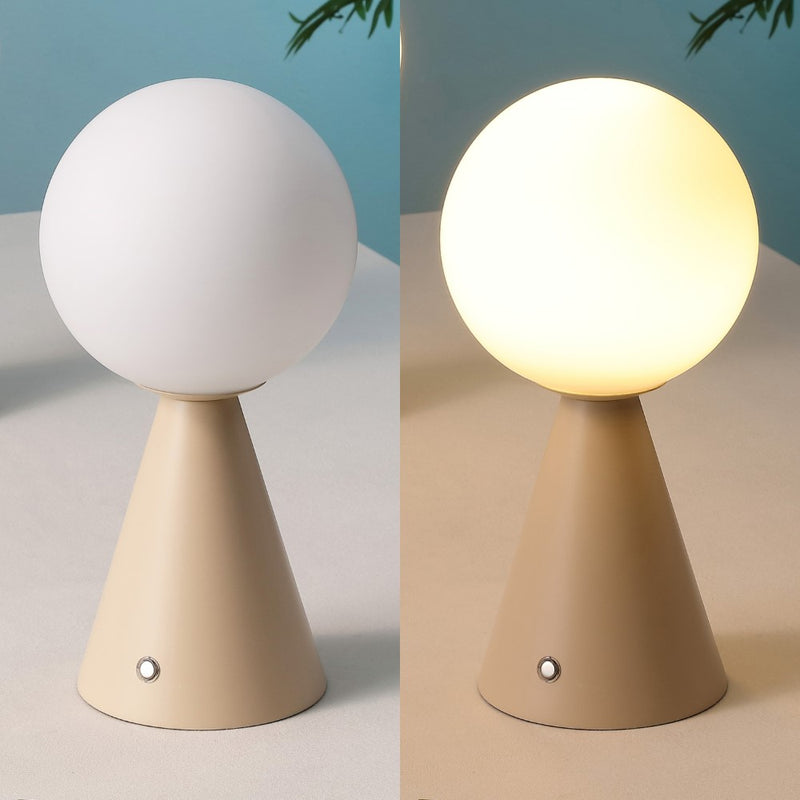 Macie 11.75" Modern Minimalist Globe Rechargeable/Cordless Dimmable Integrated LED Table Lamp with Touch Sensor Set 2