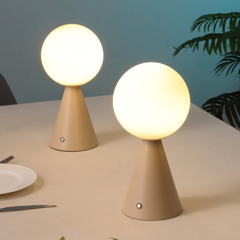 Macie 11.75" Modern Minimalist Globe Rechargeable/Cordless Dimmable Integrated LED Table Lamp with Touch Sensor Set 2