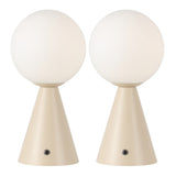 Macie 11.75" Modern Minimalist Globe Rechargeable/Cordless Dimmable Integrated LED Table Lamp with Touch Sensor Set 2