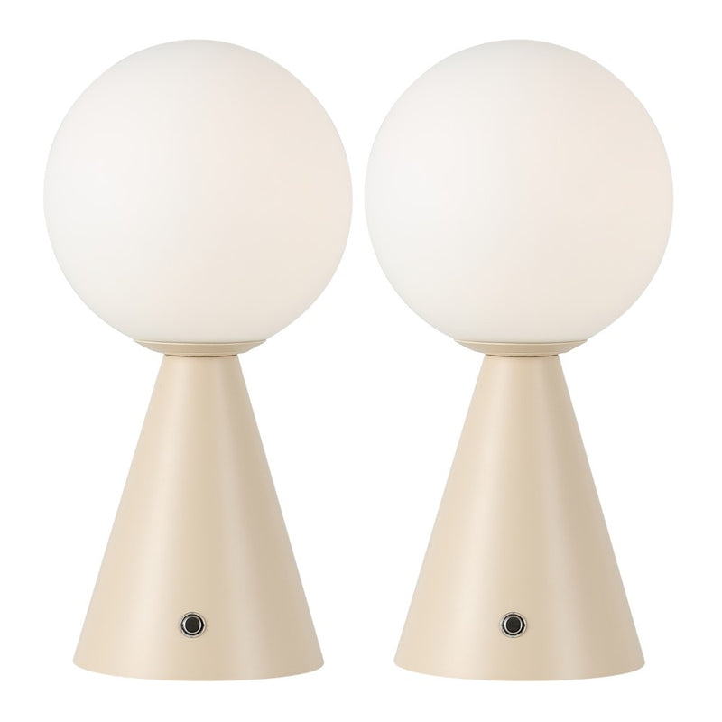 Macie 11.75" Modern Minimalist Globe Rechargeable/Cordless Dimmable Integrated LED Table Lamp with Touch Sensor Set 2