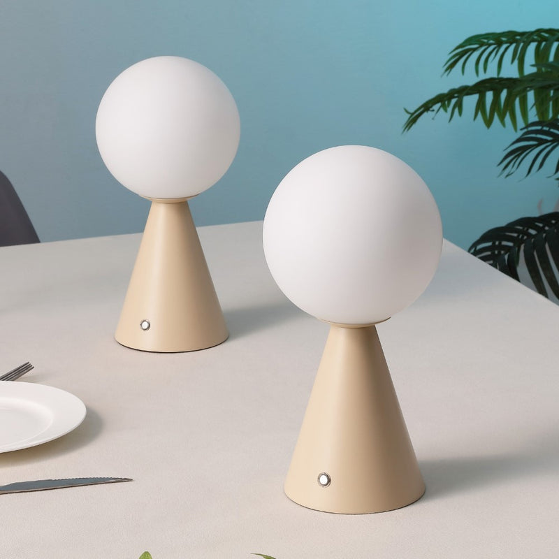 Macie 11.75" Modern Minimalist Globe Rechargeable/Cordless Dimmable Integrated LED Table Lamp with Touch Sensor Set 2