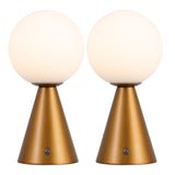 Macie 11.75" Modern Minimalist Globe Rechargeable/Cordless Dimmable Integrated LED Table Lamp with Touch Sensor Set 2