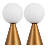 Macie 11.75" Modern Minimalist Globe Rechargeable/Cordless Dimmable Integrated LED Table Lamp with Touch Sensor Set 2