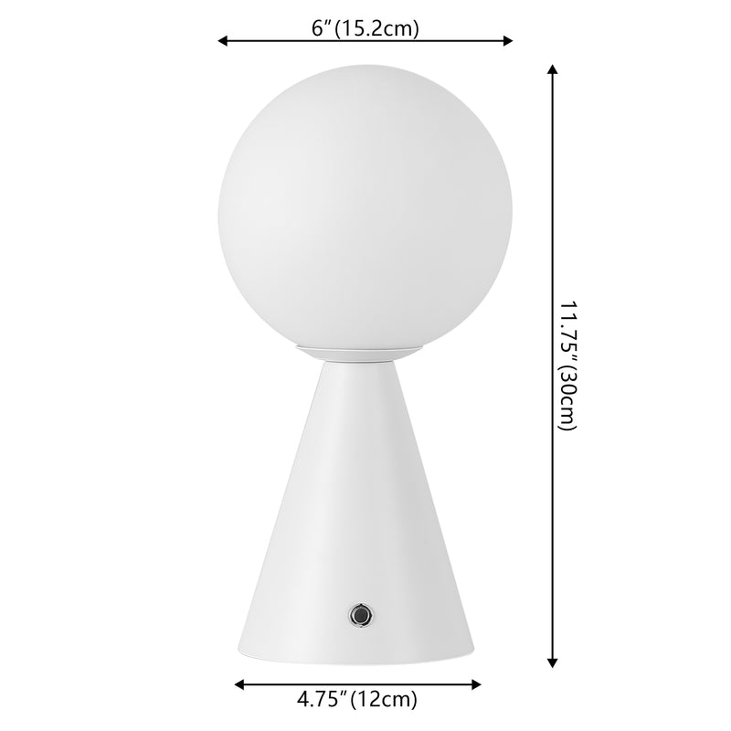 Macie 11.75" Modern Minimalist Globe Rechargeable/Cordless Dimmable Integrated LED Table Lamp with Touch Sensor Set 2