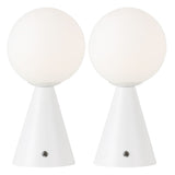 Macie 11.75" Modern Minimalist Globe Rechargeable/Cordless Dimmable Integrated LED Table Lamp with Touch Sensor Set 2