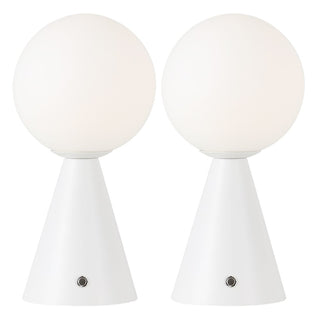 Macie 11.75" Modern Minimalist Globe Rechargeable/Cordless Dimmable Integrated LED Table Lamp with Touch Sensor Set 2