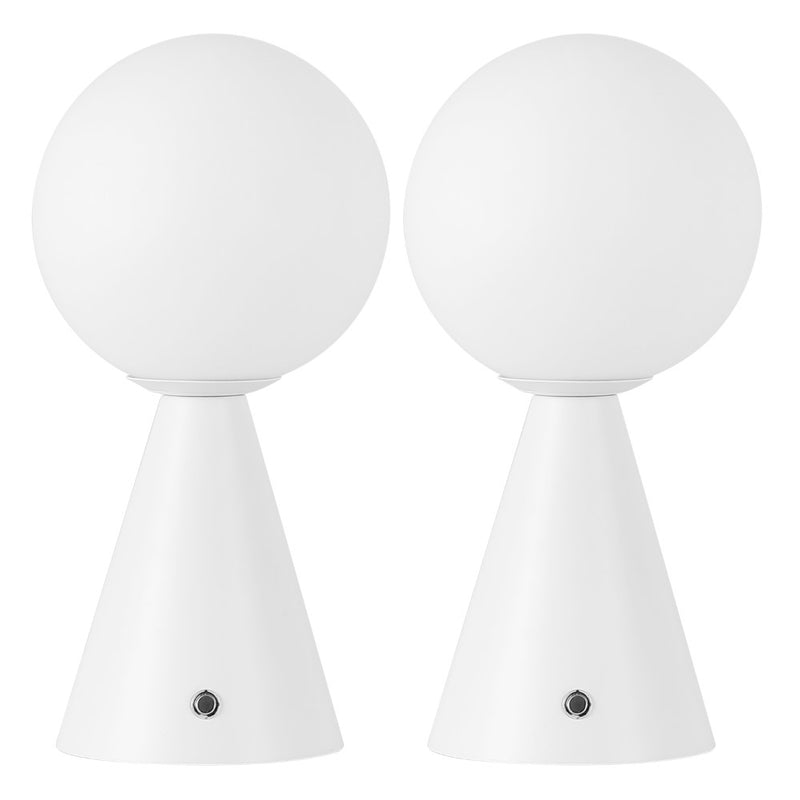 Macie 11.75" Modern Minimalist Globe Rechargeable/Cordless Dimmable Integrated LED Table Lamp with Touch Sensor Set 2