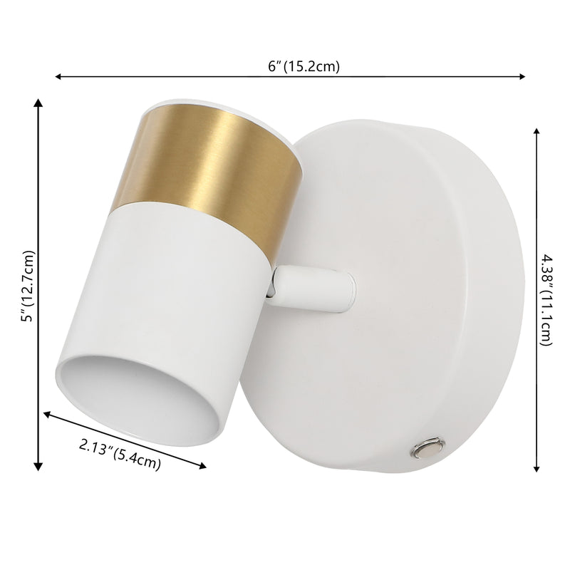 Paola 6" 1-Light Modern Adjustable Head Integrated Dimmable LED Rechargeable Wall Spotlight with Touch Sensor - JONATHAN Y