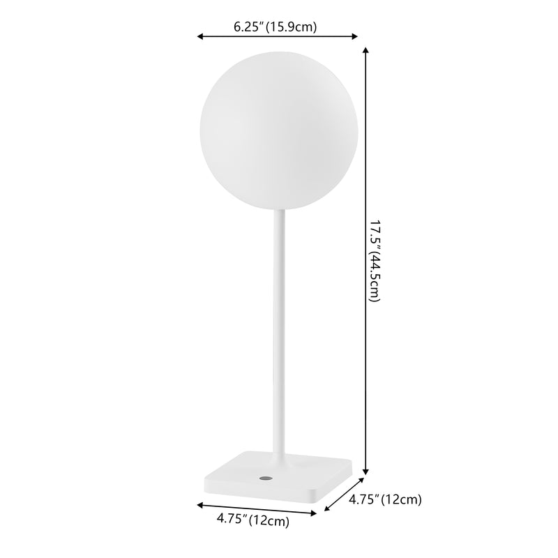 Allie 17.5" Modern Minimalist Indoor/Outdoor Metal Globe Rechargeable/Cordless Dimmable Integrated LED Table Lamp with Touch Sensor Set 2