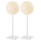 Allie 17.5" Modern Minimalist Indoor/Outdoor Metal Globe Rechargeable/Cordless Dimmable Integrated LED Table Lamp with Touch Sensor Set 2