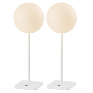 Allie 17.5" Modern Minimalist Indoor/Outdoor Metal Globe Rechargeable/Cordless Dimmable Integrated LED Table Lamp with Touch Sensor Set 2