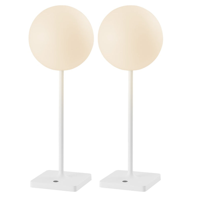 Allie 17.5" Modern Minimalist Indoor/Outdoor Metal Globe Rechargeable/Cordless Dimmable Integrated LED Table Lamp with Touch Sensor Set 2