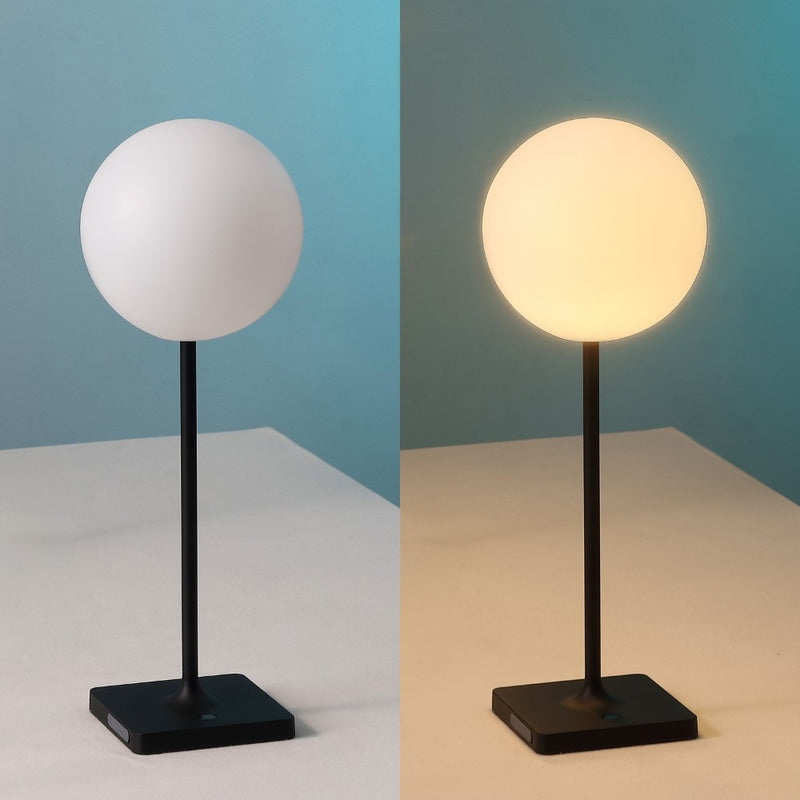 Allie 17.5" Modern Minimalist Indoor/Outdoor Metal Globe Rechargeable/Cordless Dimmable Integrated LED Table Lamp with Touch Sensor Set 2