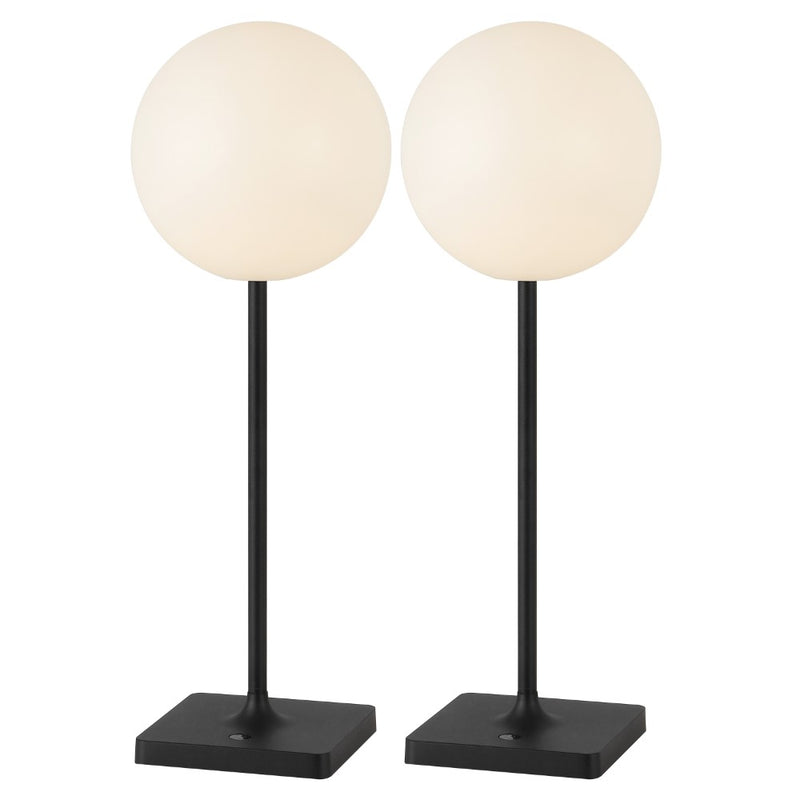Allie 17.5" Modern Minimalist Indoor/Outdoor Metal Globe Rechargeable/Cordless Dimmable Integrated LED Table Lamp with Touch Sensor Set 2