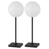 Allie 17.5" Modern Minimalist Indoor/Outdoor Metal Globe Rechargeable/Cordless Dimmable Integrated LED Table Lamp with Touch Sensor Set 2