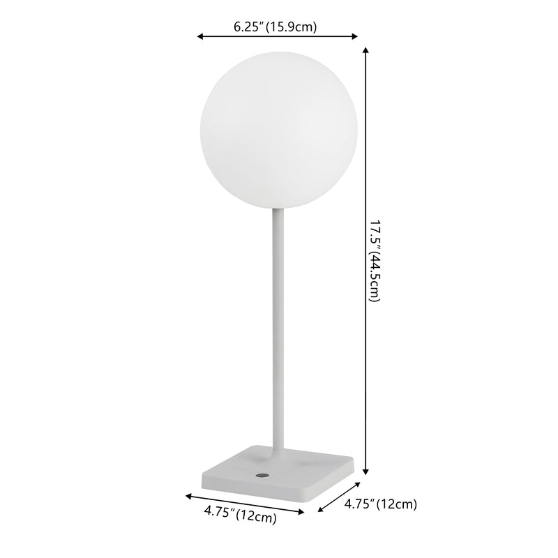 Allie 17.5" Modern Minimalist Indoor/Outdoor Metal Globe Rechargeable/Cordless Dimmable Integrated LED Table Lamp with Touch Sensor Set 2