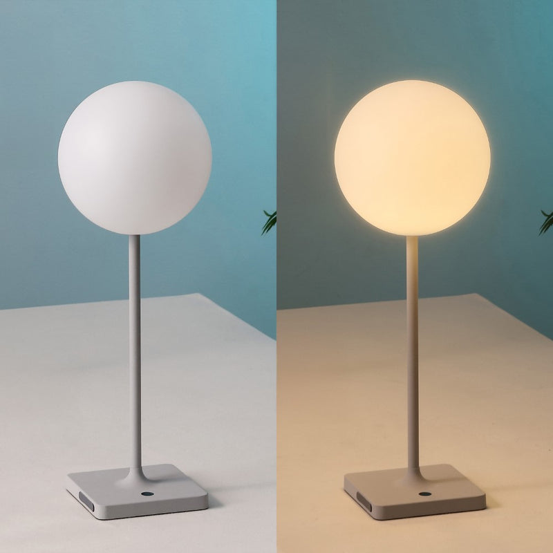 Allie 17.5" Modern Minimalist Indoor/Outdoor Metal Globe Rechargeable/Cordless Dimmable Integrated LED Table Lamp with Touch Sensor Set 2