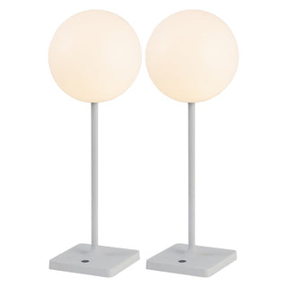 Allie 17.5" Modern Minimalist Indoor/Outdoor Metal Globe Rechargeable/Cordless Dimmable Integrated LED Table Lamp with Touch Sensor Set 2