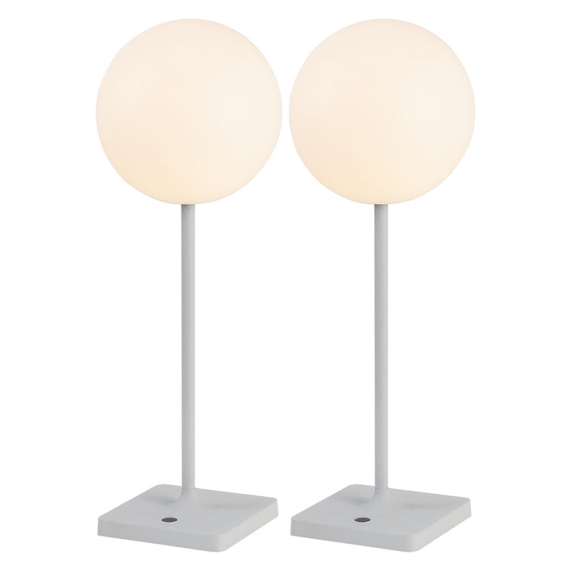 Allie 17.5" Modern Minimalist Indoor/Outdoor Metal Globe Rechargeable/Cordless Dimmable Integrated LED Table Lamp with Touch Sensor Set 2
