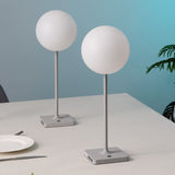 Allie 17.5" Modern Minimalist Indoor/Outdoor Metal Globe Rechargeable/Cordless Dimmable Integrated LED Table Lamp with Touch Sensor Set 2