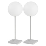 Allie 17.5" Modern Minimalist Indoor/Outdoor Metal Globe Rechargeable/Cordless Dimmable Integrated LED Table Lamp with Touch Sensor Set 2
