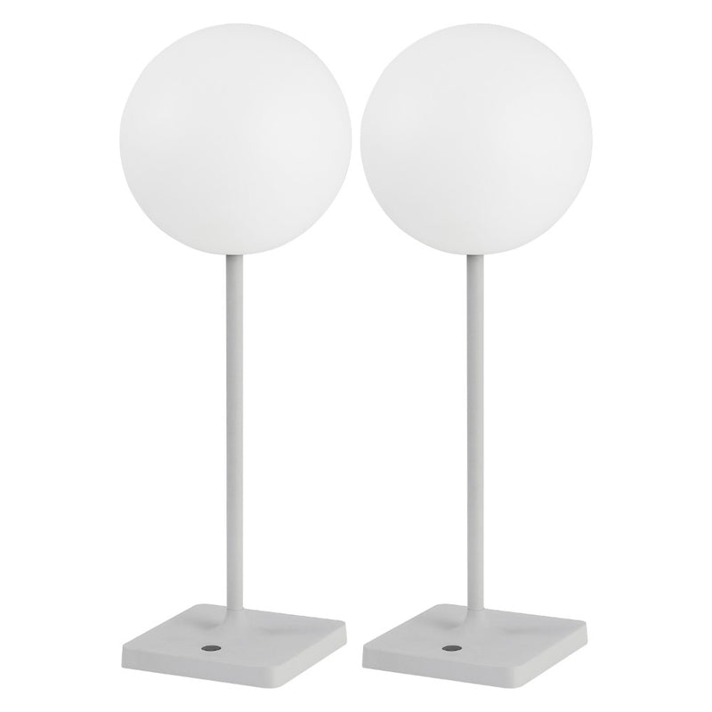 Allie 17.5" Modern Minimalist Indoor/Outdoor Metal Globe Rechargeable/Cordless Dimmable Integrated LED Table Lamp with Touch Sensor Set 2