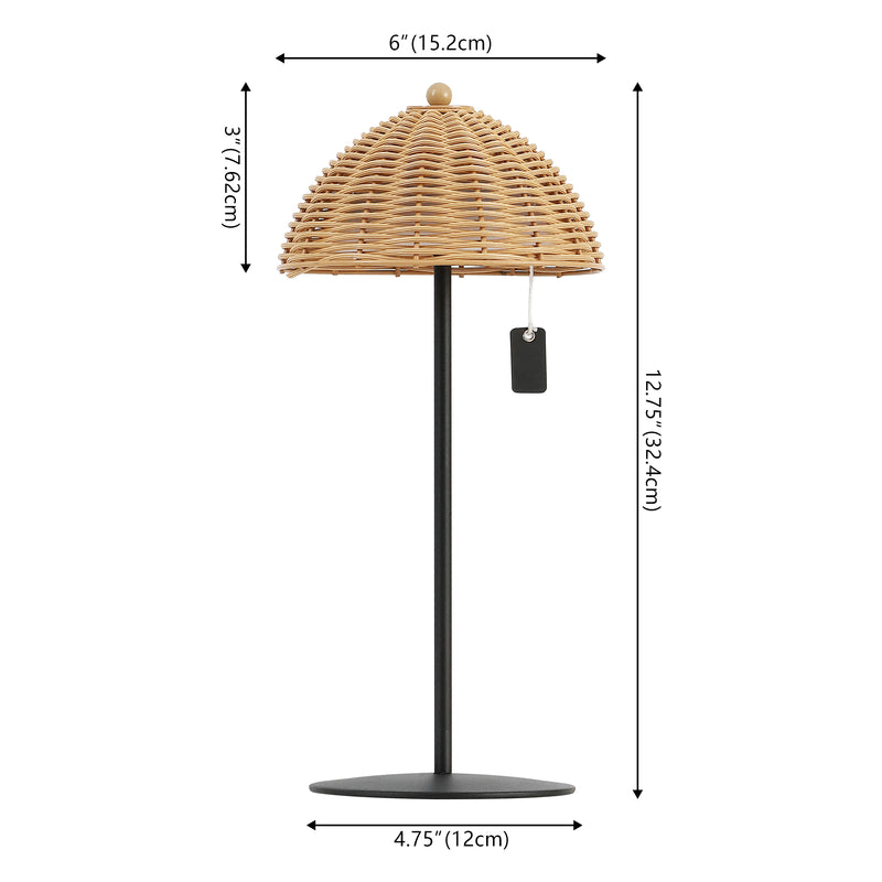 Tilly 12.75" Modern Coastal Indoor/Outdoor Wicker Shade Rechargeable/Cordless Dimmable Integrated LED Table Lamp Set 2