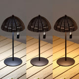 Tilly 12.75" Modern Coastal Indoor/Outdoor Wicker Shade Rechargeable/Cordless Dimmable Integrated LED Table Lamp Set 2