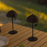 Tilly 12.75" Modern Coastal Indoor/Outdoor Wicker Shade Rechargeable/Cordless Dimmable Integrated LED Table Lamp Set 2