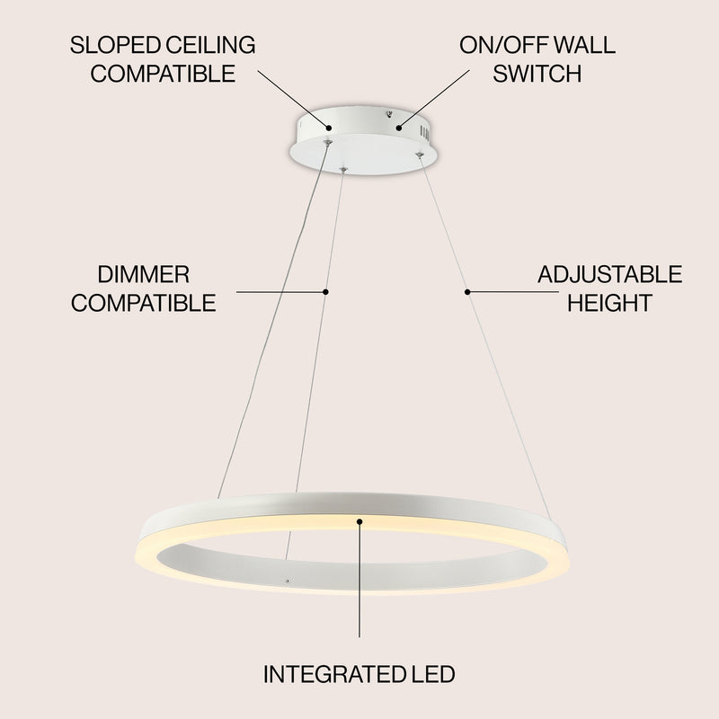 Baxter Modern Contemporary Aluminum Integrated LED Hoop Pendant