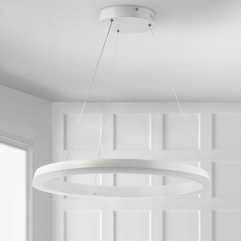 Baxter Modern Contemporary Aluminum Integrated LED Hoop Pendant - JONATHAN Y