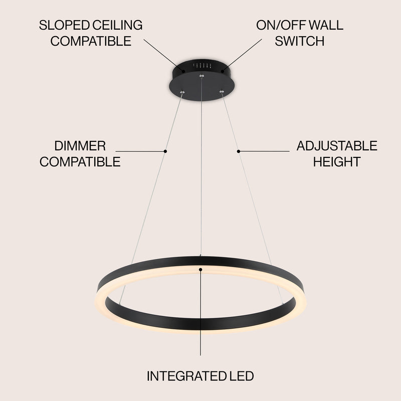 Baxter Modern Contemporary Aluminum Integrated LED Hoop Pendant