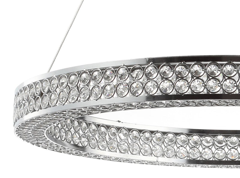 Benton 24.7" Round Integrated LED Crystal/Metal Pendant - JONATHAN Y