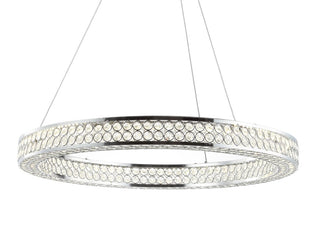 Benton 24.7" Round Integrated LED Crystal/Metal Pendant - JONATHAN Y