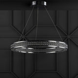 Benton 24.7" Round Integrated LED Crystal/Metal Pendant - JONATHAN Y