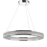 Benton 24.7" Round Integrated LED Crystal/Metal Pendant - JONATHAN Y