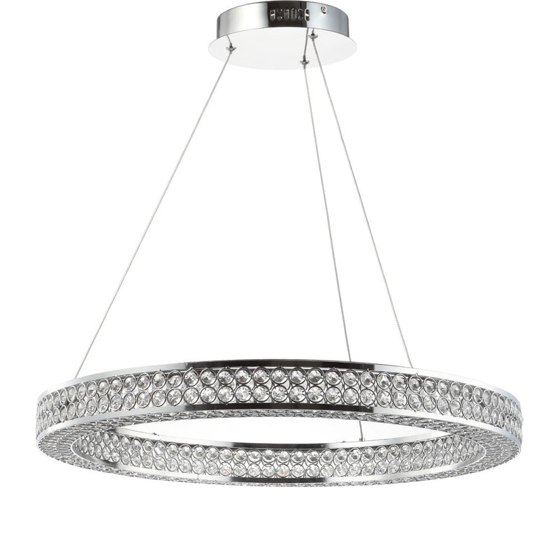 Benton 24.7" Round Integrated LED Crystal/Metal Pendant - JONATHAN Y