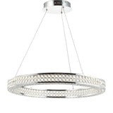 Benton 24.7" Round Integrated LED Crystal/Metal Pendant - JONATHAN Y