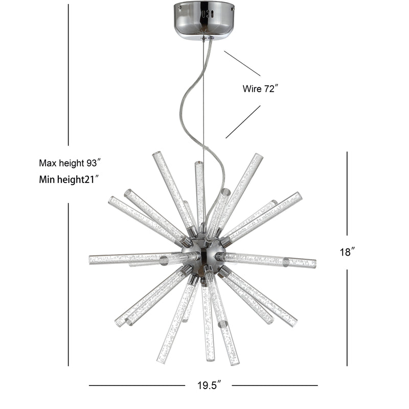 Soyuz 19.5" Adjustable Integrated LED Starburst Metal/Acrylic Pendant - JONATHAN Y