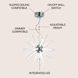 Soyuz 19.5" Adjustable Integrated LED Starburst Metal/Acrylic Pendant - JONATHAN Y