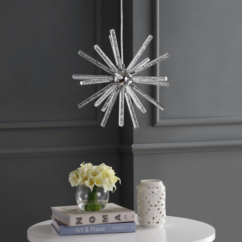 Soyuz 19.5" Adjustable Integrated LED Starburst Metal/Acrylic Pendant - JONATHAN Y