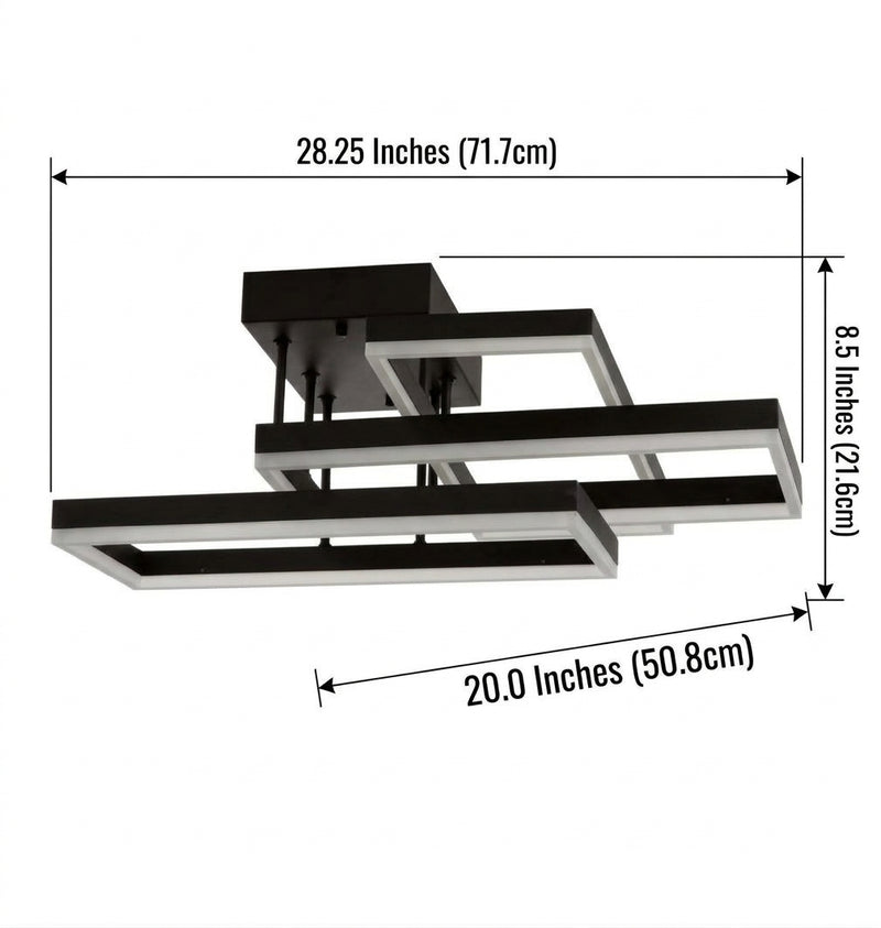 Turing 28" Geometric Integrated LED Metal Flush Mount Black – DIM