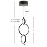 Loop 7.75" Adjustable Integrated LED Metal Ring Pendant - JONATHAN Y