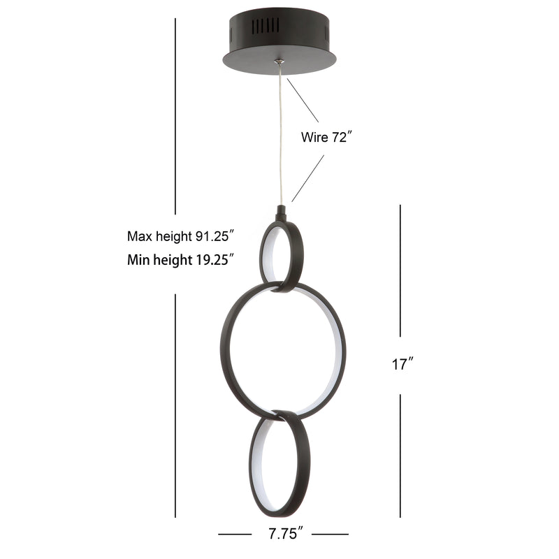 Loop 7.75" Adjustable Integrated LED Metal Ring Pendant - JONATHAN Y