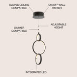 Loop 7.75" Adjustable Integrated LED Metal Ring Pendant - JONATHAN Y