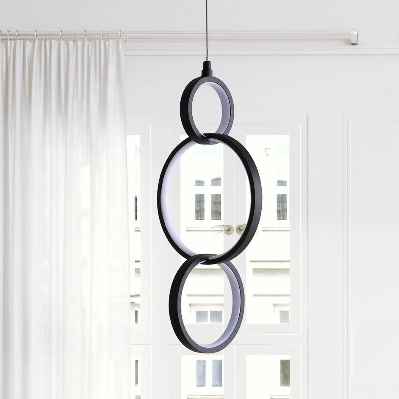 Loop 7.75" Adjustable Integrated LED Metal Ring Pendant - JONATHAN Y