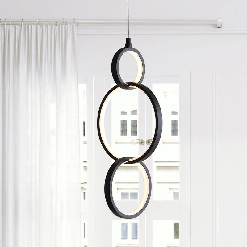 Loop 7.75" Adjustable Integrated LED Metal Ring Pendant - JONATHAN Y