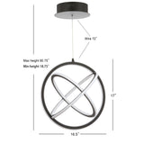 Orbit 16.5" Adjustable Integrated LED Metal Pendant - JONATHAN Y